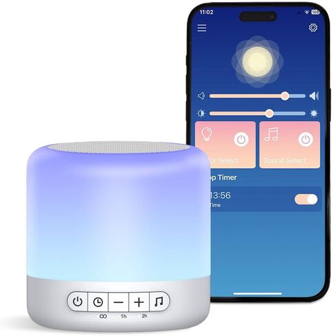 آلة صوت الضوضاء البيضاء Easysleep مع 30 صوتًا مهدئًا، 12 ضوء ليلي، 32 حجم 3 مؤقتات، آلة مساعدة النوم المحمولة لإلغاء الضوضاء في المكتب، الحضانة، السفر، التهويدة وصوت المطر للأطفال والبالغين in Kuwait