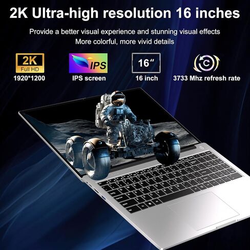 16" Traditional Laptop 16GB+512GB SSD Expand Up to 1TB SSD Core i3 Processor Up to 3.2Ghz Win 11 WiFi 6 PC with Type-C Webcam Numeric Keypad Ultra-Narrow Border 2K Display for Gaming-Silver in Saudi Arabia