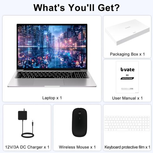 16" Traditional Laptop 16GB+512GB SSD Expand Up to 1TB SSD Core i3 Processor Up to 3.2Ghz Win 11 WiFi 6 PC with Type-C Webcam Numeric Keypad Ultra-Narrow Border 2K Display for Gaming-Silver in Saudi Arabia