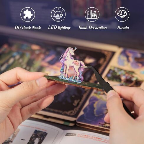 Cutefun Book Nook Kit, DIY Miniature House Dollhouse Kit for Adults and Teens, Christmas Cottage Bookends, 3D Puzzles for Adults Christmas Decorations Gifts for Family Friends in Saudi Arabia