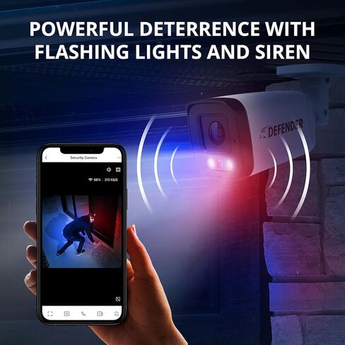 Defender AI Powered Sentinel 4K Wired PoE Security Camera System with 1TB 8Ch NVR, 2 Outdoor Surveillance Metal 8MP Cameras, Smart AI Human Detection, Blue-Red Flashing Deterrence, Mobile App in Saudi Arabia