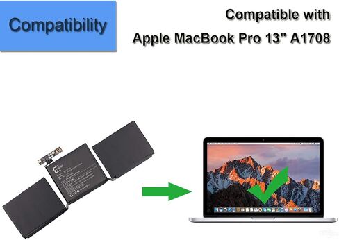 New Replacement Battery Compatible with Apple MacBook Pro 13'' A1708 MLL42CH/A MLUQ2CH/A Late 2016 Mid 2017 Version A1713 Internal Battery + Tools in Saudi Arabia