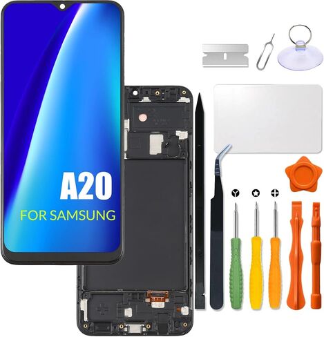 بديل لشاشة LCD Samsung Galaxy A20 2019 مع إطار لهاتف Samsung A205 A205U A205F A205G A205F/DS A205FN A205GN/DS A205YN A205G/DS مجموعة محول رقمي لشاشة تعمل باللمس شاشة LCD مع طقم إصلاح in Kuwait