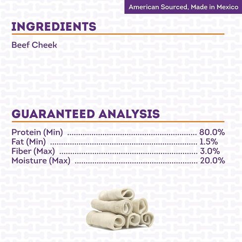حلوى مضغ للكلاب مقاس 4 بوصات من Cowcheek Rolls - نكهة طبيعية، 6 قطع/1 عبوة in Saudi Arabia