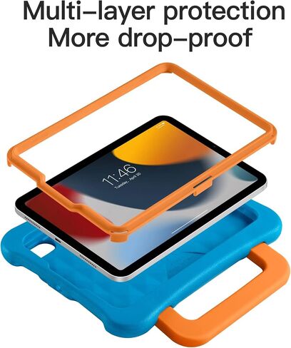 Kids Case for iPad 7th/8th/9th Gen 10.2 inch, Light Weight Heavy Duty/Shockproof/Drop Proof with Handle/Kickstand, Child Friendly Protective Cover for iPad 10.2" 2019/2020/2021 (Blue) in Saudi Arabia