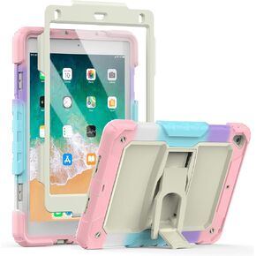 Timecity Case for iPad 9.7 inch-for iPad 6th/5th Generation (2018/2017 Model), for iPad Pro 9.7, for iPad Air 2 Case with Screen Protector, Foldable Stand, Rugged Full-Body Protective Case- Black