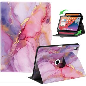 حافظة دوارة 360 درجة لجهاز iPad Air M2 11 بوصة/Air 5th/4th Generation 10.9 بوصة مع حامل قلم رصاص، مشبك مغناطيسي، غطاء حماية متعدد الزوايا لجهاز Apple iPad Air 6/5/4 Gen، فراشة زرقاء