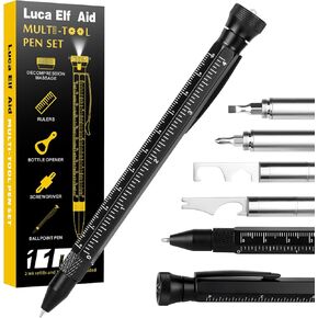 9 in 1 Multitool Pen Gifts For Men, Christmas Gift Stocking Stuffer for Men, with LED Lights, Screwdriver, Ballpoint Pen White Elephant Gift for Adult