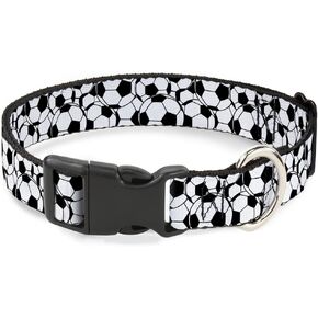 Buckle-Down Dog Collar Plastic Clip Soccer Balls Stacked 11 to 17 Inches 1.0 Inch Wide