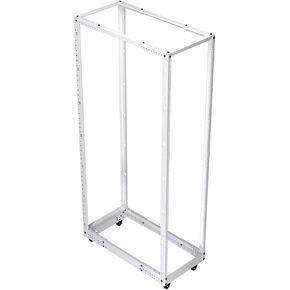 NavePoint 4-Post Adjustable Rack, 37U, Cage Nuts, Caster Compatible, Black