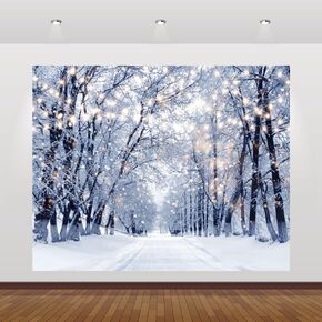 Winter Forest Backdrop 10x10ft Wonderland Snowflake Snow Scene Photography Background Christmas Party Decorations Banner Xmas Holiday Party Decor Backdrops Photo Booth Props in Saudi Arabia