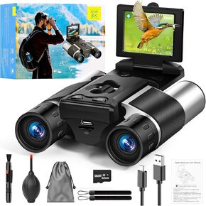 2" LCD Binoculars with Camera for Adult, 10x Optical Zoom 8X Digital Zoom, 40MP Camera 2.5K Videos Digital Binoculars for Bird Watching, Sports, Outdoor Adventures 32GB