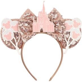 CLGIFT Princess Minnie Ears,Pick your color, Flower Minnie Ears, Floral minnie ears, Purple Sparkle Mouse Ears
