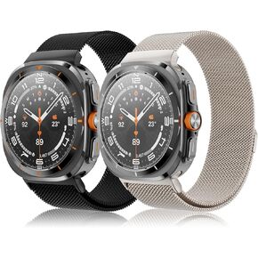 Milanese Band Compatible with Samsung Galaxy Watch Ultra Band 47mm (2024), Stainless Steel Mesh Loop Magnetic Clasp Strap for Women Men