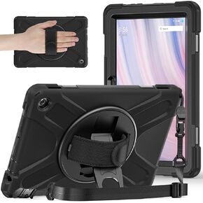 for Amazon Fire HD 10 & Fire HD 10 Kids Pro Tablet Case (13th Gen, 2023 Release), Heavy Duty Shockproof Case with Hand/Shoulder Strap Rotating Kickstand, Colourful Pink
