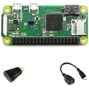 Waveshare Development Kit Compatible with Raspberry Pi Zero WH (Built-in WiFi, Pre-Soldered Headers) Bundle with Mini HDMI to HDMI Adapter Micro USB OTG Cable (3 Items)