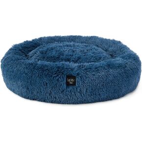 Nicole Miller New York PET Ellie Fuzzy Solid Donut Pet Bed, Plush, Cozy & Calming, Water Repellent, Non-Slip Bottom, 100% Machine Washable, Gold, X-Small 19"x19"x7" Round