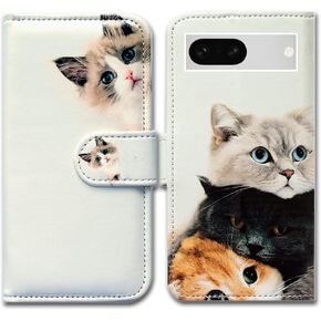 Bcov Case for Pixel 7a,Sunflower Bee Flip Phone Case Wallet Cover with Card Slot Holder Kickstand for Google Pixel 7a