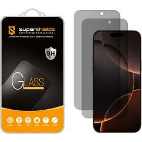 Supershieldz (2 Pack) (Privacy) Anti Spy Screen Protector Designed for iPhone 16 Pro Max (6.9 inch), Tempered Glass, Anti Scratch, Bubble Free