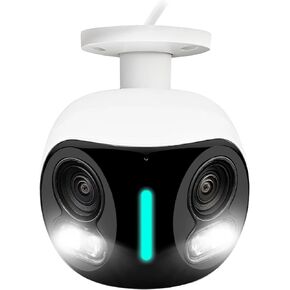 Lorex 4K Indoor/Outdoor Dual-Lens Wired Security Camera with Smart Home Integration, PoE, 180° Panoramic View, Color Night Vision, 2-Way Audio, White