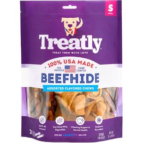 USA Beefhide Large Assorted Dog Chew Treats - Natural Flavor, 6 Count/1 Pack
