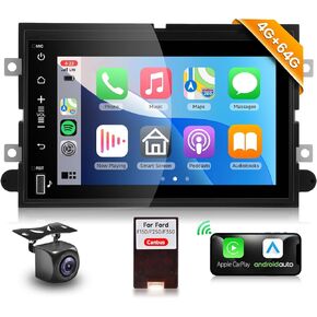 Podofo 4G 64G Car Stereo for Ford F150 F250 F350 Fusion Edge Explorer Expedition Radio with 7inch 1080P IPS Touchscreen 32EQ Wireless Carplay Android Auto GPS WiFi FM/RDS DAB+ Backup Camera