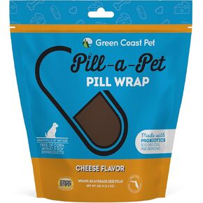 Pill-a-Pet Pill Wrap for Dogs Cheese Flavor | Made in USA | Probiotics | 60 Wraps