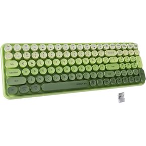 UBOTIE Colorful Bluetooth 100Keys Keyboards, Wireless Compact Rainbow Gradual Colors Retro Typewriter Flexible Keyboard for Tablet, Cellphones, PC(Green Gradient)