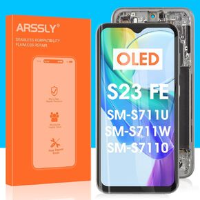OLED for Samsung S23 FE 5G Screen Replacement Kits for Samsung Galaxy S23 FE LCD Display SM-S711W SM-S711U SM-S711B Digitizer Touch Screen Assembly Replacement with Frame(Support Fingerprint)