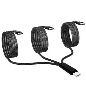 USB C Splitter Cable, 4FT 2Pack USB C to 3 USB C Charging Cord Black, 3 in 1 Nylon Braided Multi Type C Charge Cable for iPhone 15/15 Pro/15 Pro Max/15 Plus, Samsung Galaxy S24 S23, LG,Carplay,Andriod