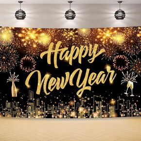 2025 Happy New Year Backdrop, Happy New Year Photo Banner Signs,2025 New Year Photography Background Photo Props for 2025 New Year Eve Party Decoration Supplies