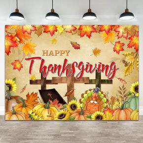 Fall Thanksgiving Backdrops Pumpkin Patch Decorations Autumn Farm Harvest Turkey Maple Leaves Sunflower Banner Photography Background Friendsgiving Party Supplies Photo Studio Booth Prop 7x5ft