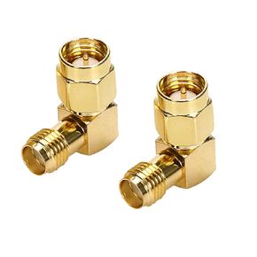 SMA Male to Female Gold-Plated Coax Connector Right Angle RF Adapter 90 Degree Elbow Connector for FPV Antenna Radio Transceiver LTE Antenna Pack of 2