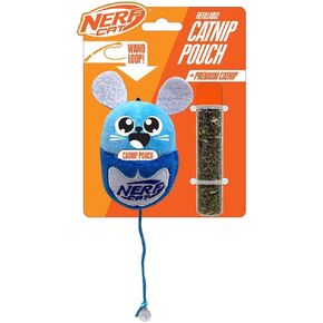 Nerf Cat 3.5in Plush Mouse with Catnip Pouch and Bell Cat Toy - Blue