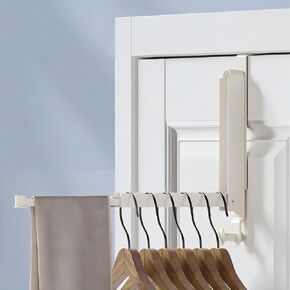 Over The Door Drying Rack, Foldable Over The Door Clothes Hanger for Laundry, Metal Over The Door Clothes Drying Rack with Towel Racks for Clothes, Bathroom Door Hanger Rack, 1 Pack, Black