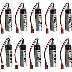 10Pcs ER6VCT Battery ER6V/3.6V 2000mAh PLC Battery with Small Brown Plug for Robot OTC ER6BWK67PT Battery