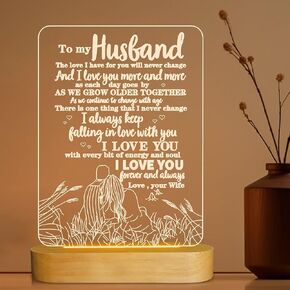 to My Husband Gifts from Wife,3D Illusion Lamp I Love You Night Light for Men Him Valentines Birthday Anniversay Romantic Ideal Gift