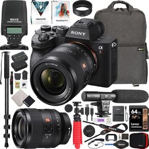Sony a7R IV Mirrorless Full Frame Camera Body + 35mm F1.4 GM G Master FE Lens SEL35F14GM ILCE-7RM4A/B Bundle with MEIKE MK320 TTL Flash Speedlite + Deco Gear Backpack + Microphone and Accessories Kit