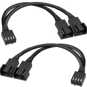 2-Pack 3 Way 4 Pin PWM Fan Splitter Cable 12 Inches, PC Fan Splitter 1 to 3 Converter, PC Fan Extension Cable