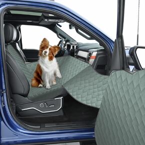 Dog Truck Seat Cover for Front Seat with Dashboard Door Protector Detachable Washable Dog Hammock Pet Seat Travel Cushion for Trucks (Black Green)
