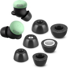 Memory Foam Tips for New Google Pixel Buds Pro 2, No Silicone Eartips Pain, Anti-Slip Replacement Ear Tips, Fit in The Charging Case, Reducing Noise Earbuds, 3 Pairs (Mixed Sizes S/M/L, Black)