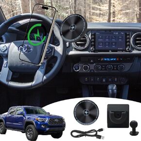 for Toyota Tacoma Phone Mount 15W Fast Wireless Charger for 2023 Toyota Tacoma Phone Holder 2023 Toyota Tacoma Accessories Custom Fit Toyota Tacoma 2016-2023 Compatible for All Cell Phones