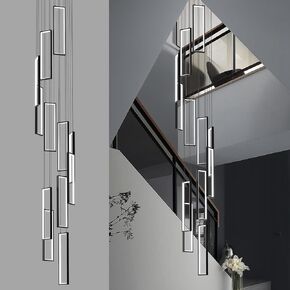 Modern Kitchen Island Dimmable Pendant Light Fixture Gold 144W LED Pendant Lights 8 Rings Rectangular Chandelier Staircase Large Chandelier Lobby Living Room Foyer High Ceiling Chandeliers