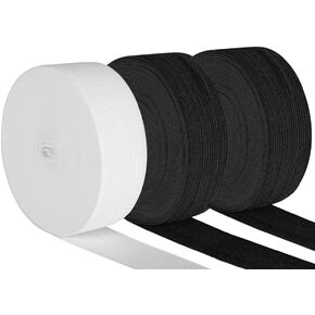 Magnoloran 2 Pack 20 Yard 1 Inch Wide Heavy Stretch High Elasticity Sewing Elastic Band Crafts Knit Elastic Spool for Sewing Pants Waistband, Wigs, Skirts, Craft DIY Projects (Black&White)