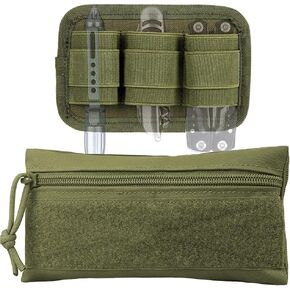 2pcs Tactical Zipper Pouch EDC Elastic Organizer Holder, Utility Bag Insert Attachment with Hook Plate Backed，Small Carrying Tool Pouch Set for Tactical Vest Chest Rig Backpack