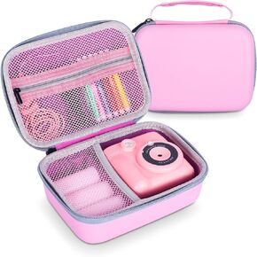 Phetium Kids Camera Case Compatible with ESOXOFFORE/for Dylanto/for Mafiti/for GKTZ/for Yehtta and More Kids Camera Instant Print, Holder Bag for Digital Video Cameras Storage-Case Only (Pink)