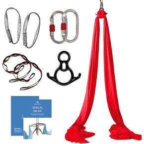Aerial Silks Starter Kit - Durable 9 Yards of Aerial Yoga Hammock with Hardware & Guide - Aerial Swing for Acrobatic Flying Yoga & All Levels (Aerial Rigging Point Up to 13ft)