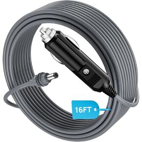 Starlink Mini DC Power Cable, 16FT Car Cigarette Lighter Adapter, 12V-24V Waterproof Power Cord for Trucks, Buses, Boats, 19AWG DC Cable for Starlink Mini Accessories, Gray