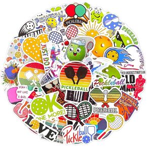 Pickleball Sport Stickers - 55 Pcs Waterproof Vinyl Sports Stickers for Water Bottle, Laptop, Phone Case, Skateboard - Ball Sports Stickers for Kids, Boys, Teens & Adults