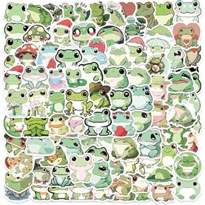 Cute Frog Stickers 100pcs/Pack Small Kawaii Stickers Vinyl Waterproof Aesthetic Sticker Decals for Scrapbooking Laptop Water Bottle Phone Gifts for Girls Kids and Teens in Kuwait